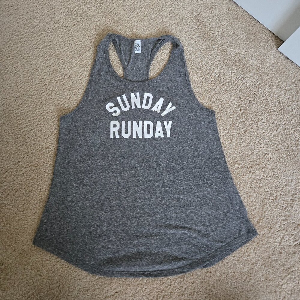 Corner Shop SUNDAY RUNDAY racerback tank top/ heather grey/ gray
